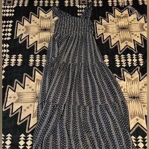 Long boho blue floral dress